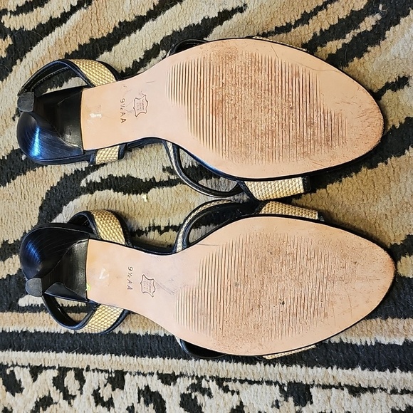 Elegant, Black, Gold, Women's, Sandals, Wedding, Summer, Party, Formal, Beach - Picture 3 of 9